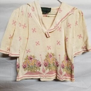 Cream and Pink Floral Sweater